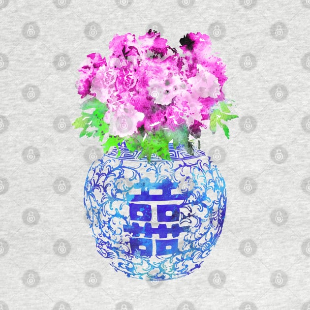 Blue and white china vase by RosaliArt